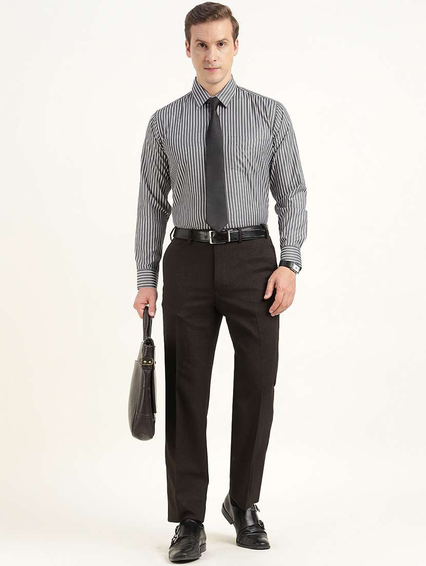 men striped collared long sleeve regular fit shirt - 22039352 - Standard Image - 4