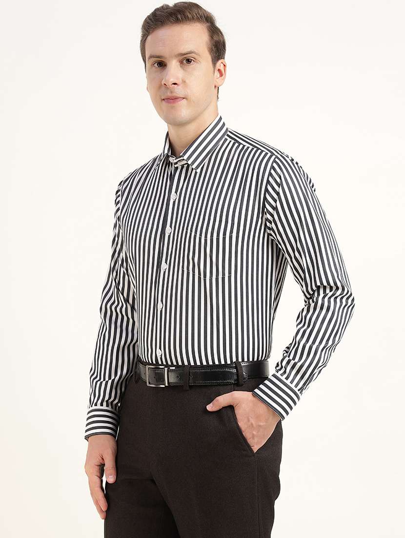 men striped collared long sleeve shirt - 22039353 -  Standard Image - 1