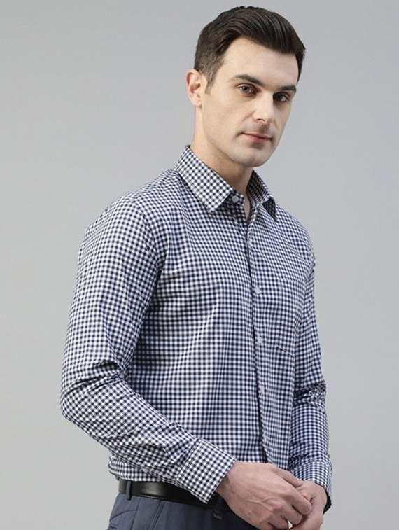 men checkered collared long sleeve regular fit shirt - 22039355 -  Standard Image - 1
