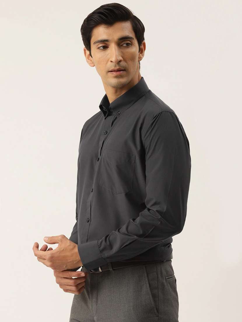 men solid collared long sleeve shirt - 22039382 -  Standard Image - 1