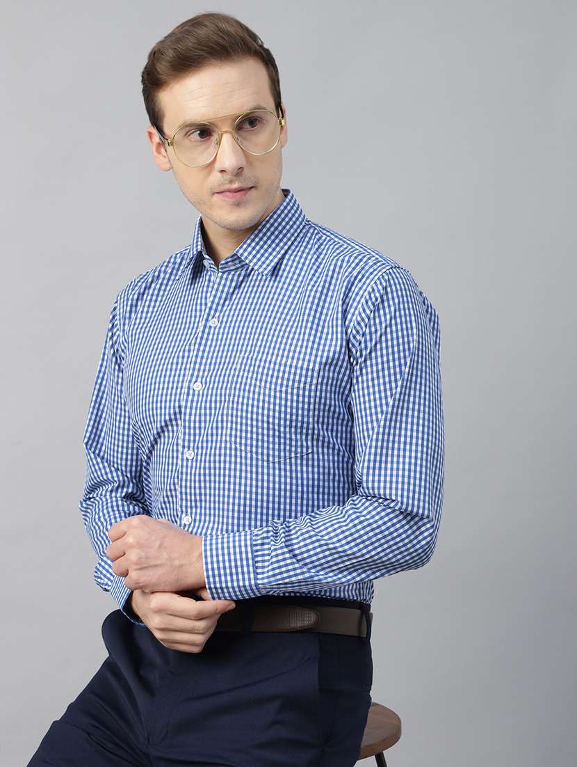 men checkered collared long sleeve shirt - 22039396 -  Standard Image - 1