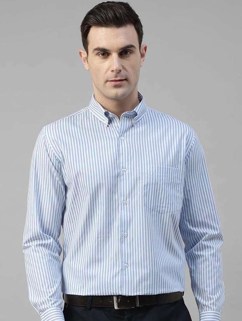 men striped collared long sleeve shirt - 22039410 -  Standard Image - 1