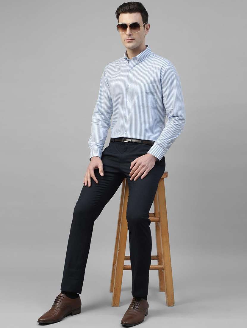 men striped collared long sleeve shirt - 22039410 -  Standard Image - 4