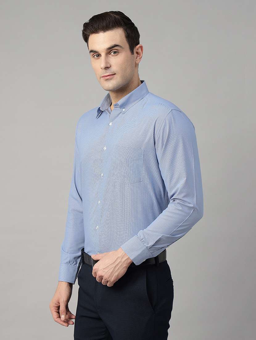 men solid collared long sleeve shirt - 22039422 -  Standard Image - 1