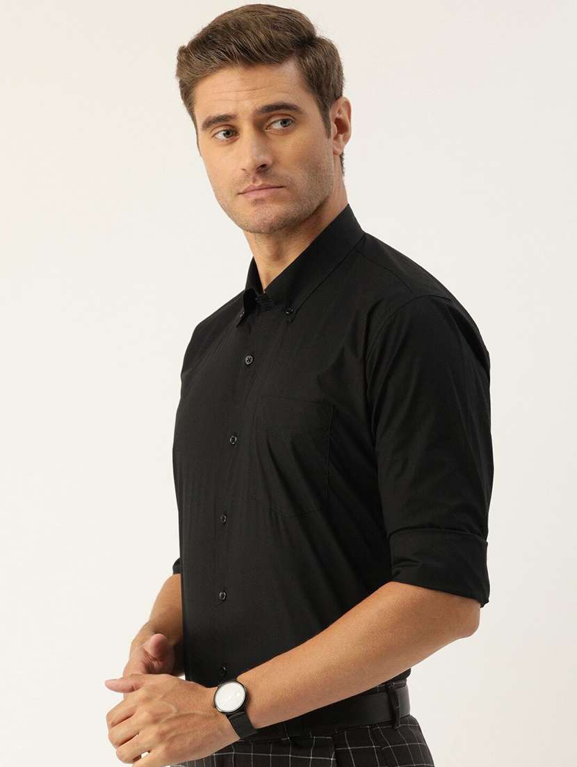 men solid collared long sleeve shirt - 22039424 -  Standard Image - 1