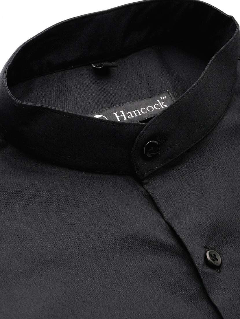 men solid mandarin collared long sleeve shirt - 22039429 -  Standard Image - 4