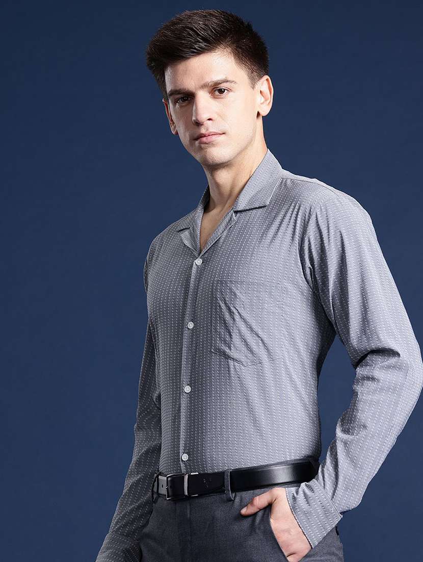 men striped collared long sleeve shirt - 22039431 -  Standard Image - 1
