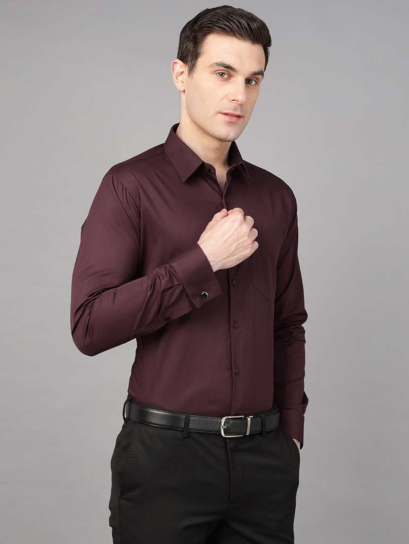 men solid collared long sleeve shirt - 22039433 -  Standard Image - 1