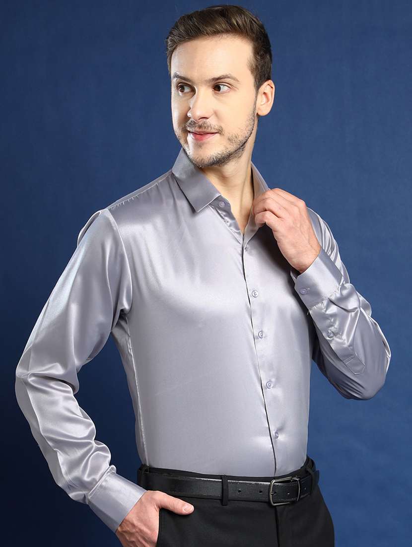 men solid collared long sleeve shirt - 22039440 -  Standard Image - 1