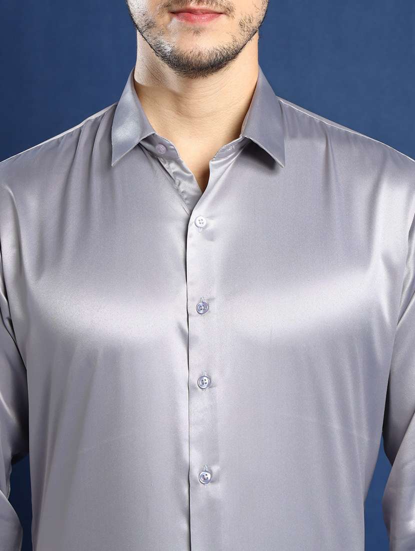 men solid collared long sleeve shirt - 22039440 -  Standard Image - 4