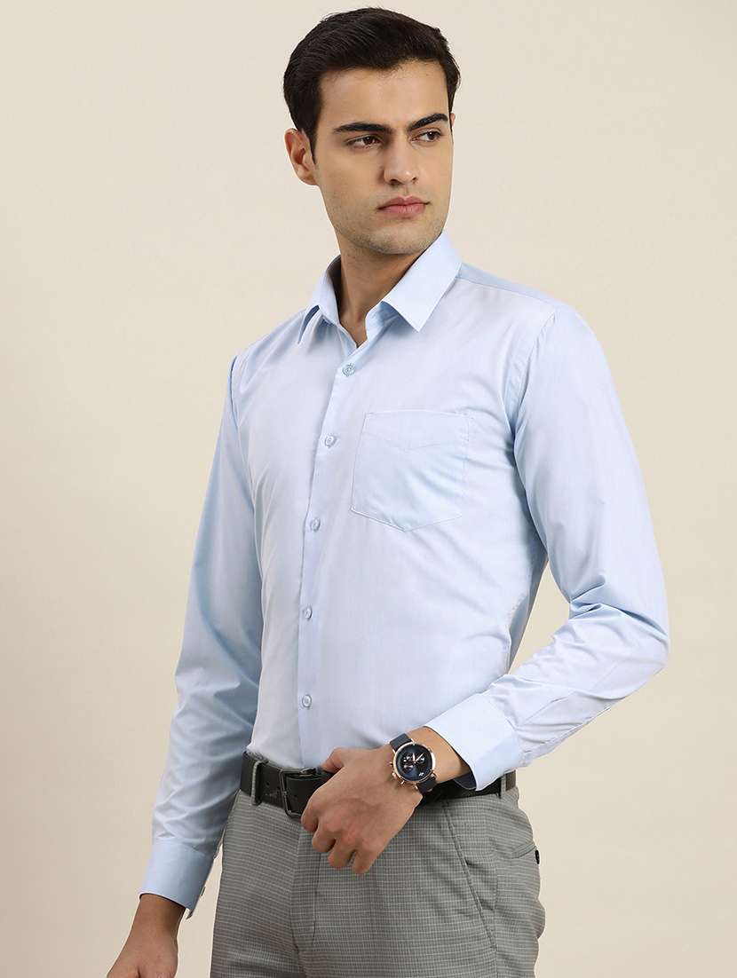 men solid collared long sleeve shirt - 22039442 -  Standard Image - 1