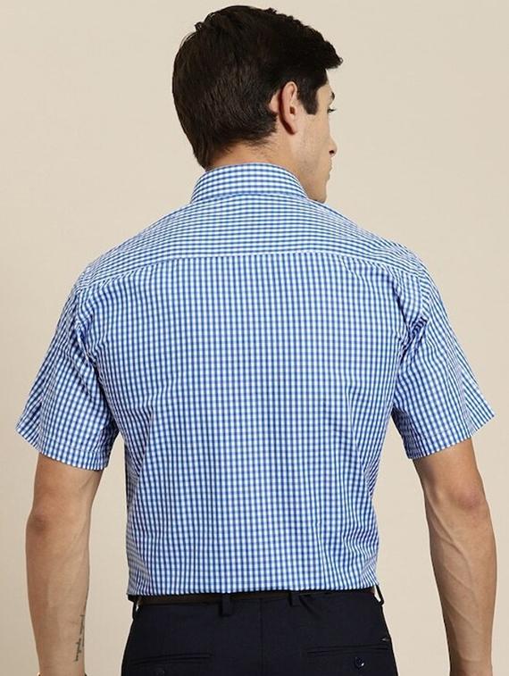men checkered collared short sleeve regular fit shirt - 22039443 -  Standard Image - 1