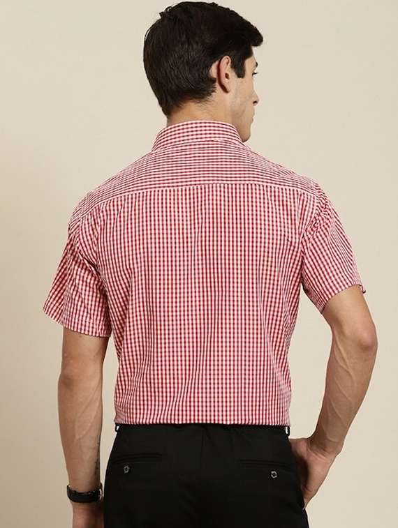 men checkered collared short sleeve shirt - 22039444 -  Standard Image - 1