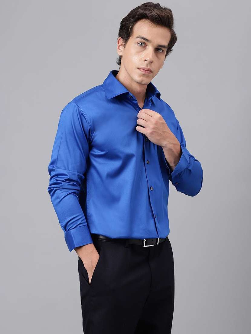 men solid collared long sleeve shirt - 22039447 -  Standard Image - 1