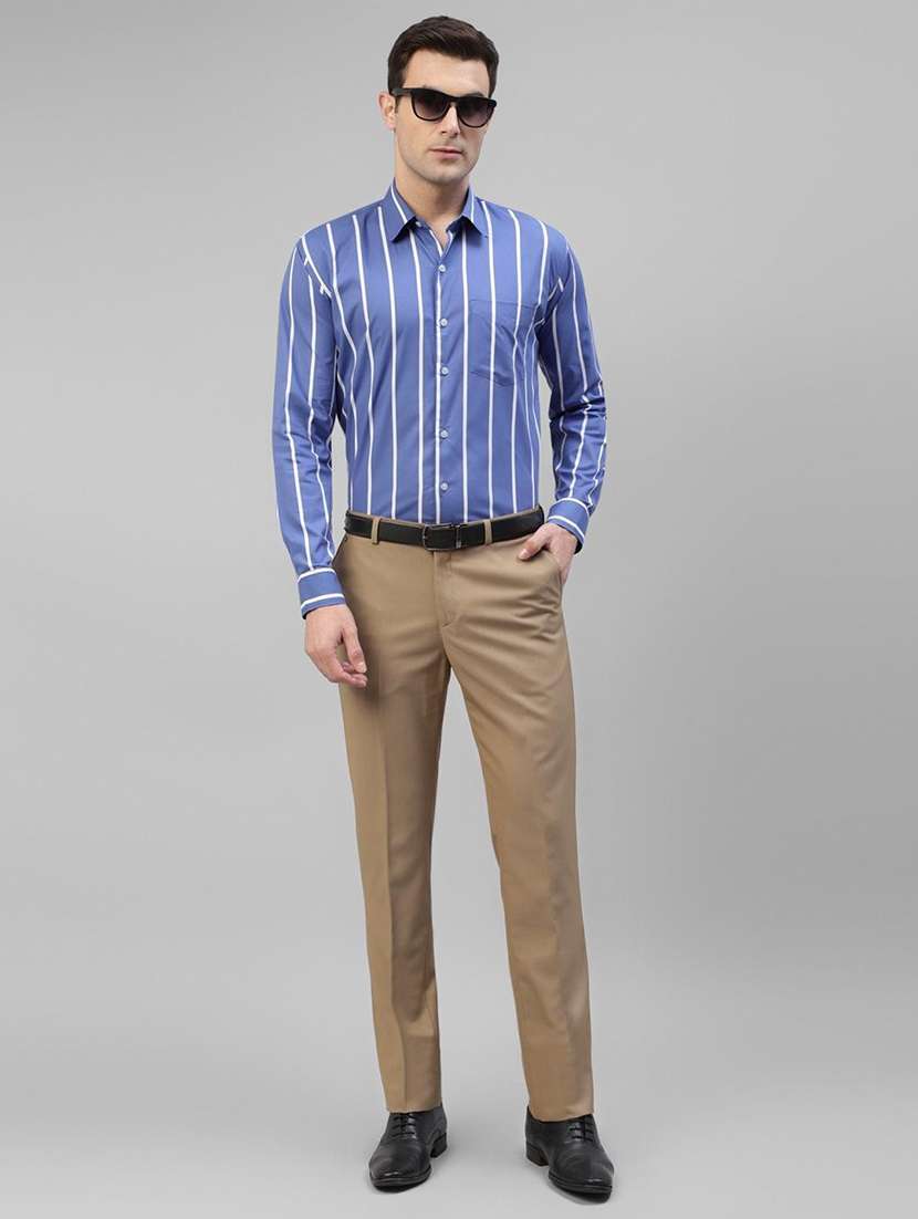 men striped collared long sleeve regular fit shirt - 22039451 -  Standard Image - 1