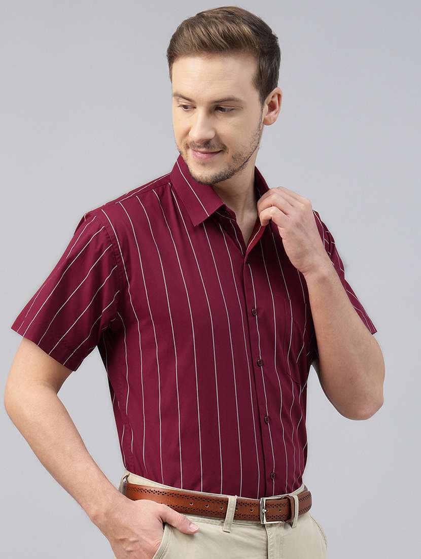 men striped collared short sleeve shirt - 22039464 -  Standard Image - 1
