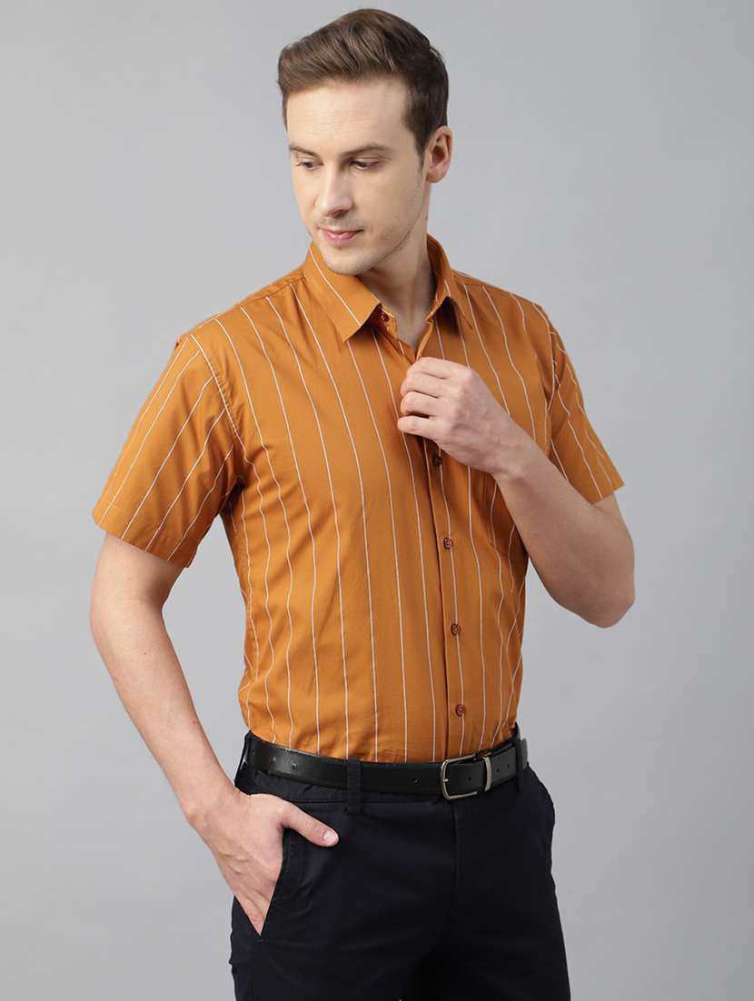 men striped collared short sleeve shirt - 22039465 -  Standard Image - 1