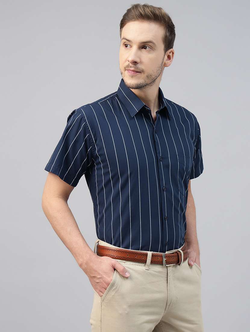 men striped collared short sleeve shirt - 22039466 -  Standard Image - 1