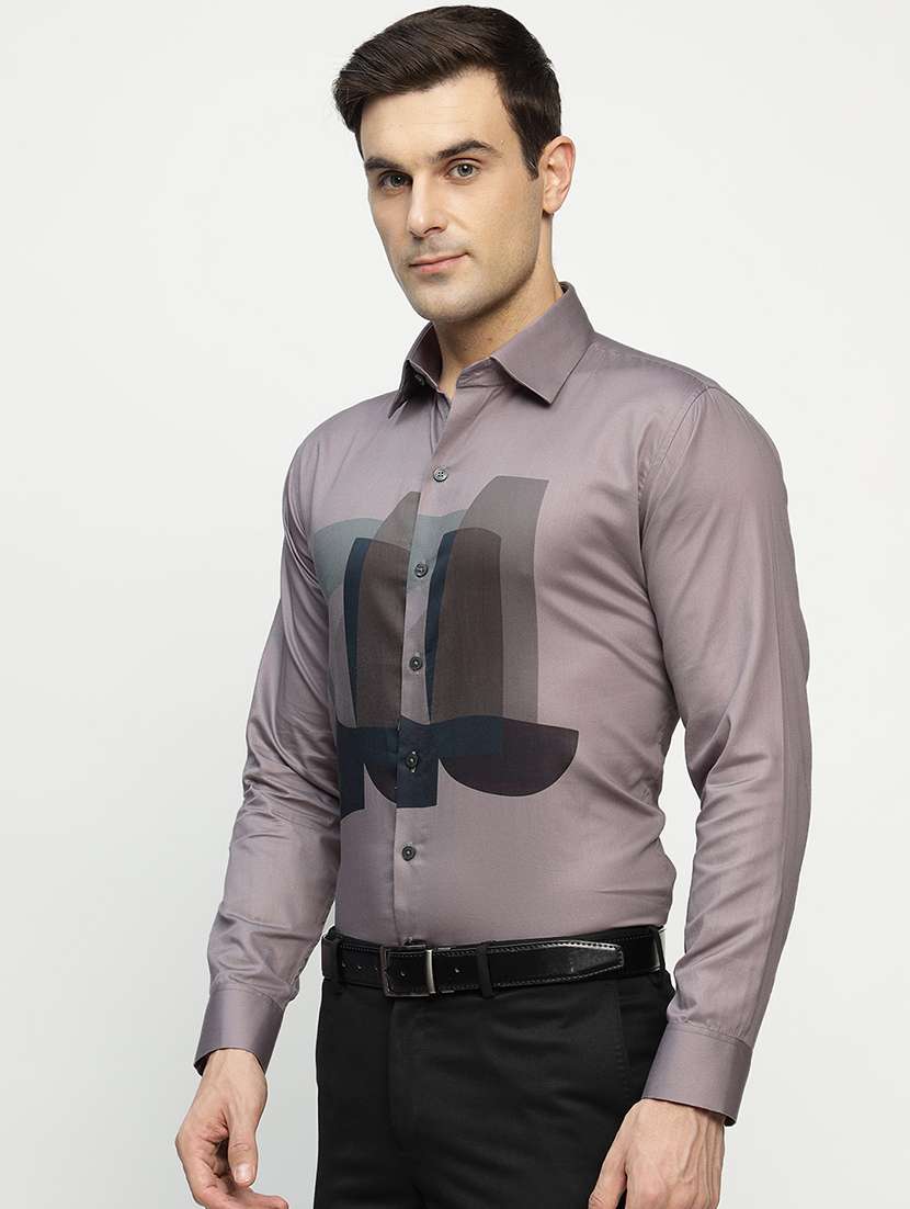 men printed collared long sleeve regular fit shirt - 22039469 -  Standard Image - 1