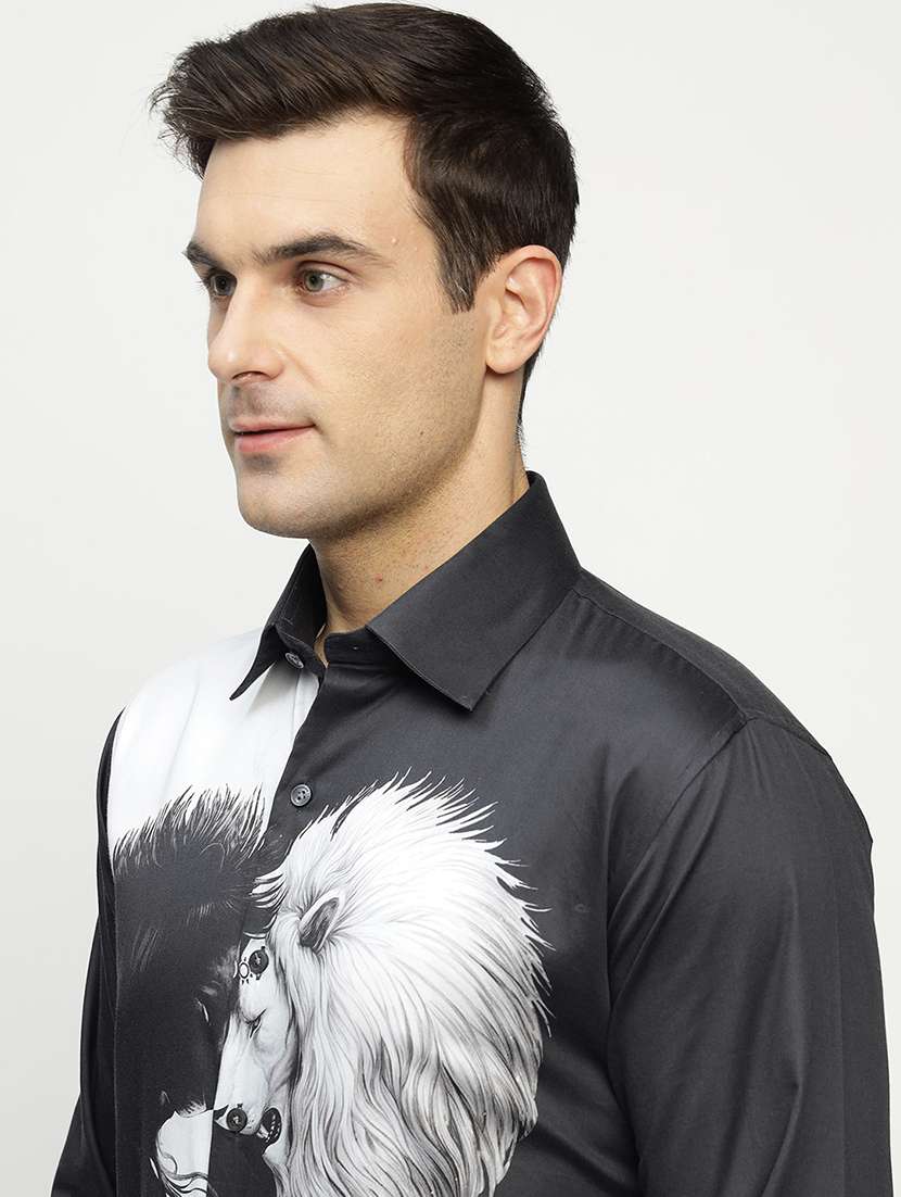men printed collared long sleeve shirt - 22039470 -  Standard Image - 4