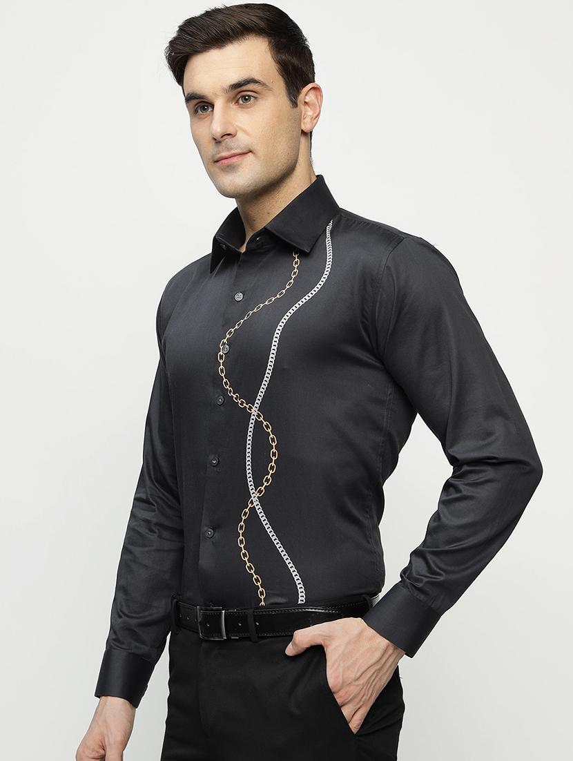 men printed collared long sleeve shirt - 22039471 -  Standard Image - 1