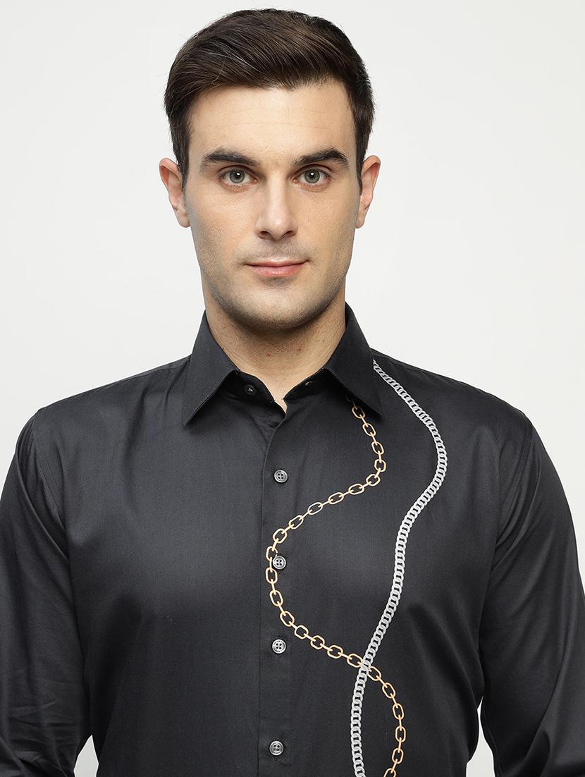 men printed collared long sleeve shirt - 22039471 - Standard Image - 4