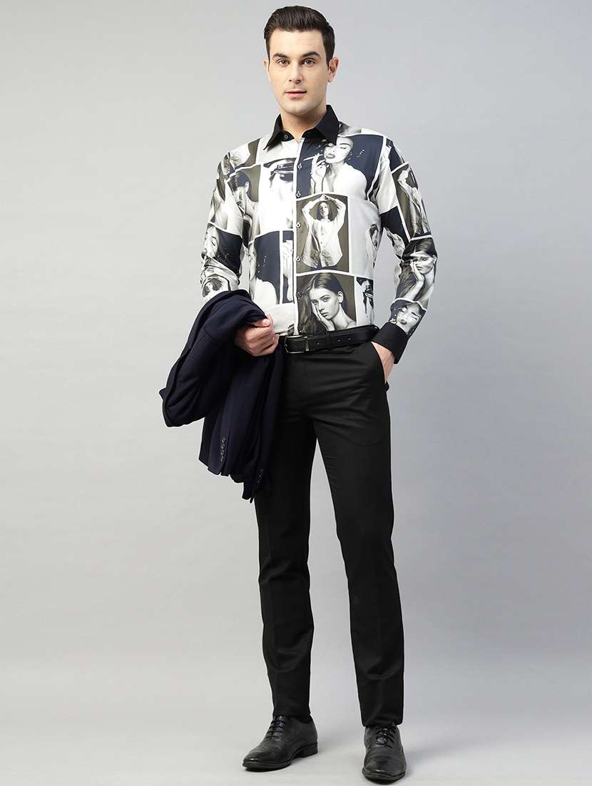 men printed collared long sleeve shirt - 22039475 -  Standard Image - 4