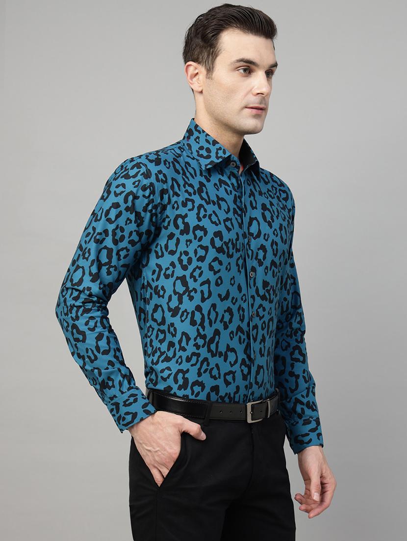 men animal print collared long sleeve shirt - 22039478 -  Standard Image - 1