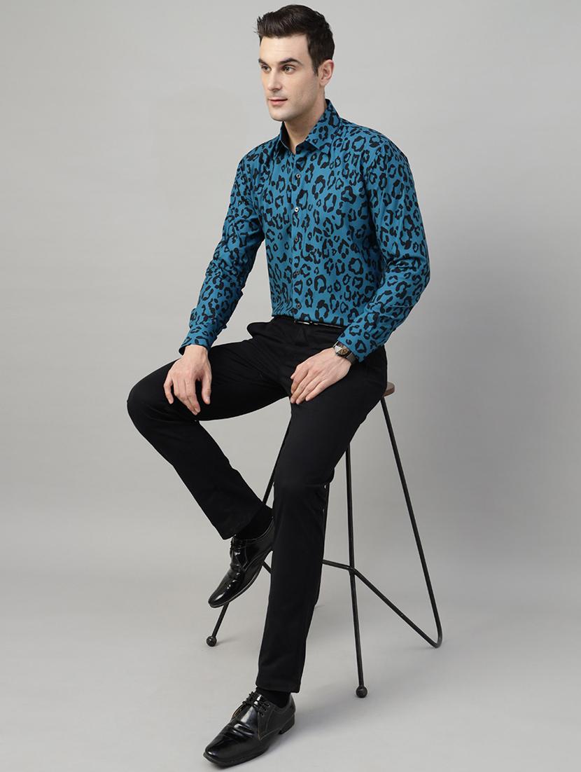 men animal print collared long sleeve shirt - 22039478 - Standard Image - 4