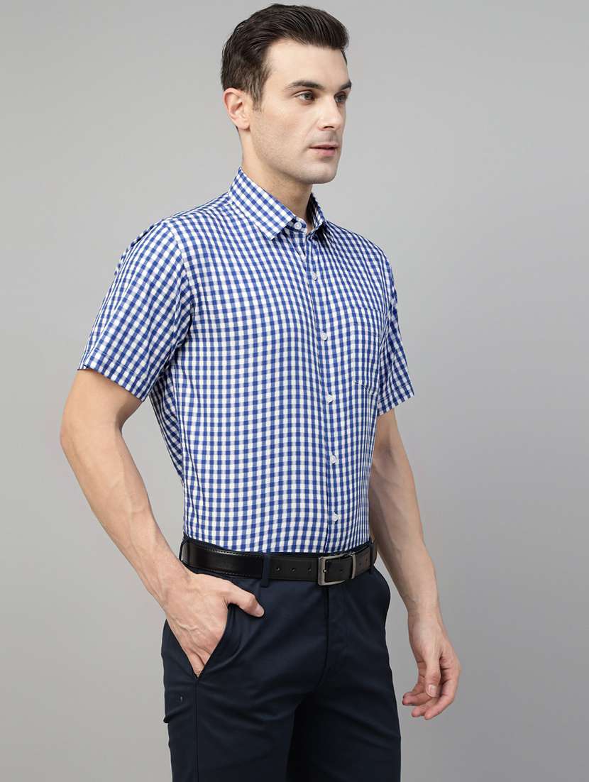 men checkered collared short sleeve shirt - 22039480 -  Standard Image - 1