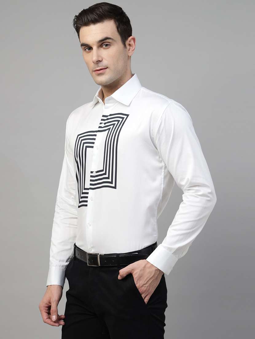 men printed collared long sleeve regular fit shirt - 22039481 -  Standard Image - 1