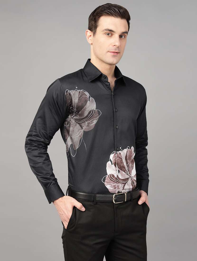 men printed collared long sleeve regular fit shirt - 22039484 -  Standard Image - 1
