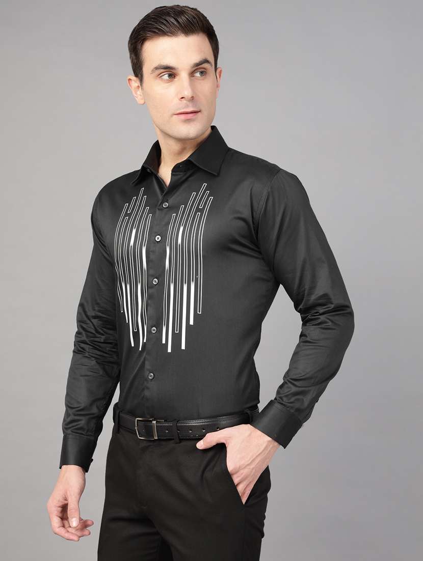 men printed collared long sleeve shirt - 22039485 -  Standard Image - 1