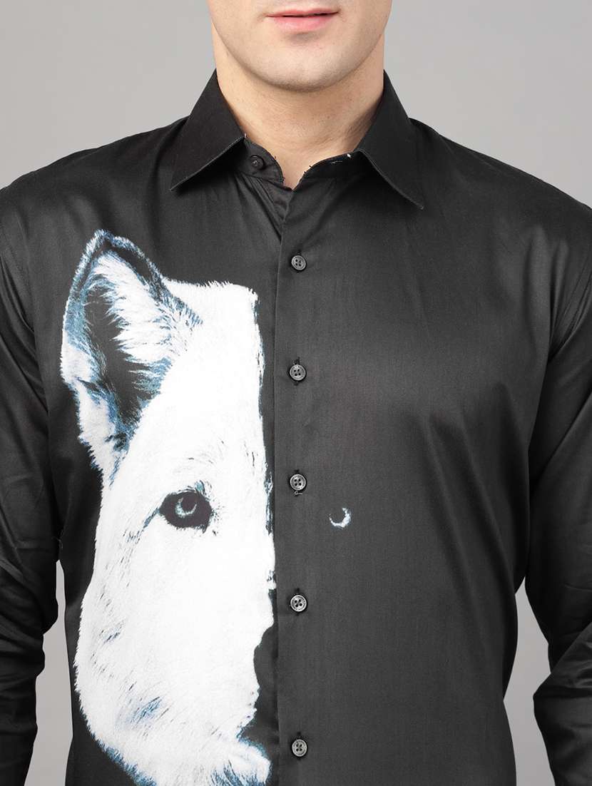 men printed collared long sleeve shirt - 22039486 -  Standard Image - 4