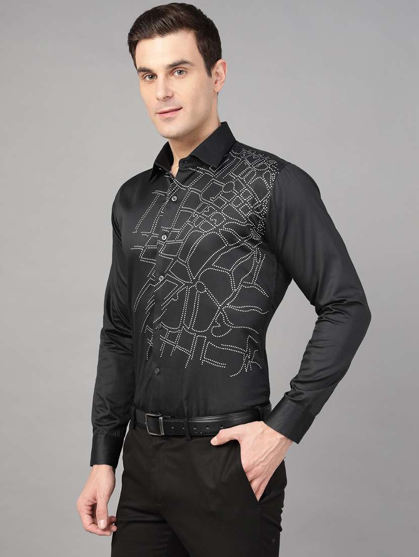 men printed collared long sleeve shirt - 22039487 -  Standard Image - 1