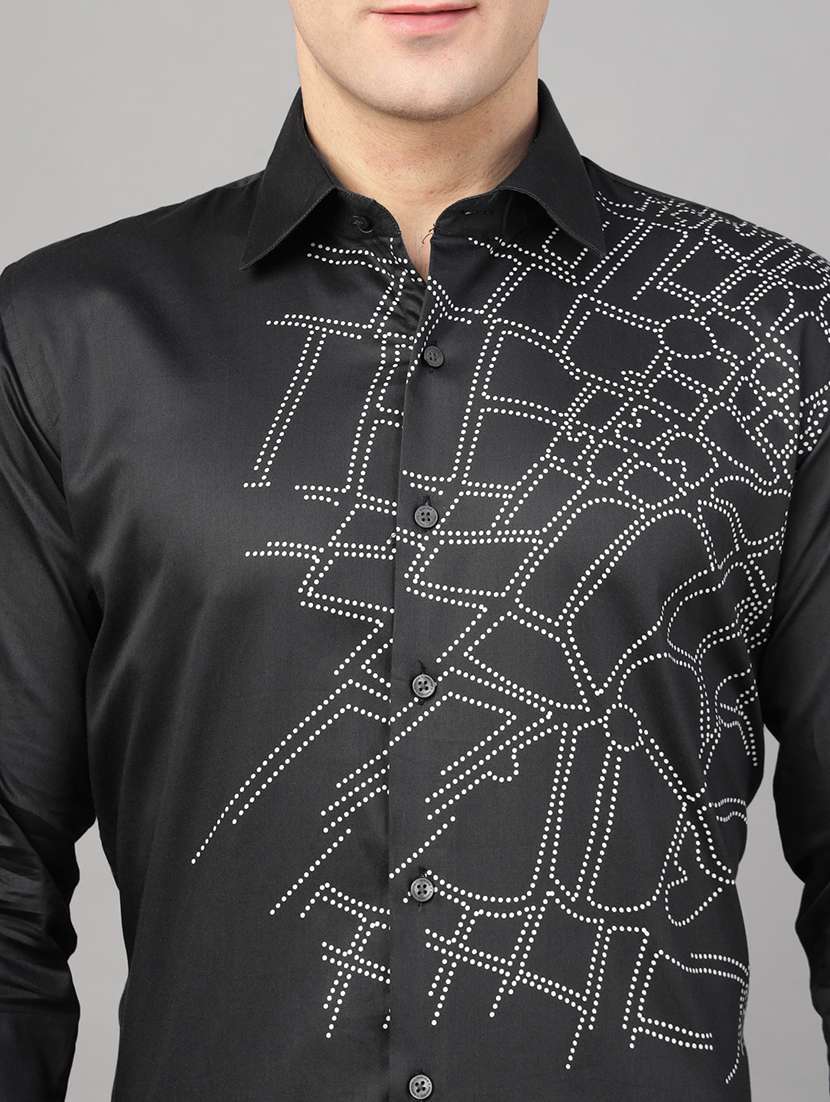 men printed collared long sleeve shirt - 22039487 -  Standard Image - 4