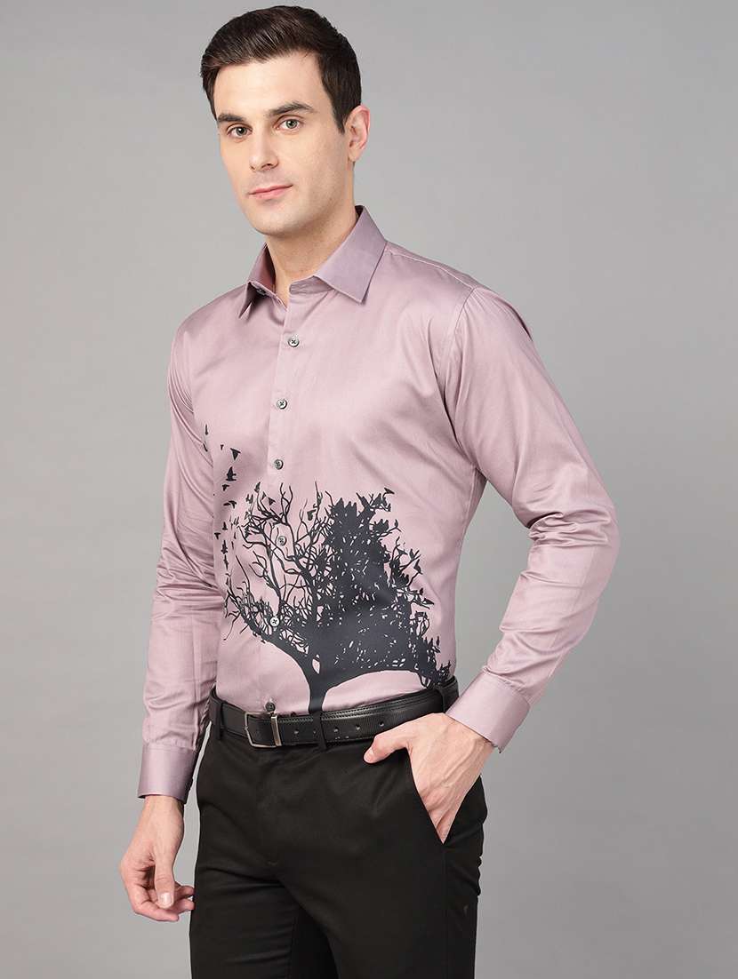 men printed collared long sleeve regular fit shirt - 22039488 -  Standard Image - 1