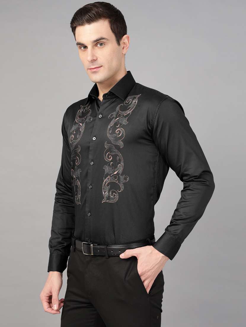 men printed collared long sleeve shirt - 22039489 -  Standard Image - 1