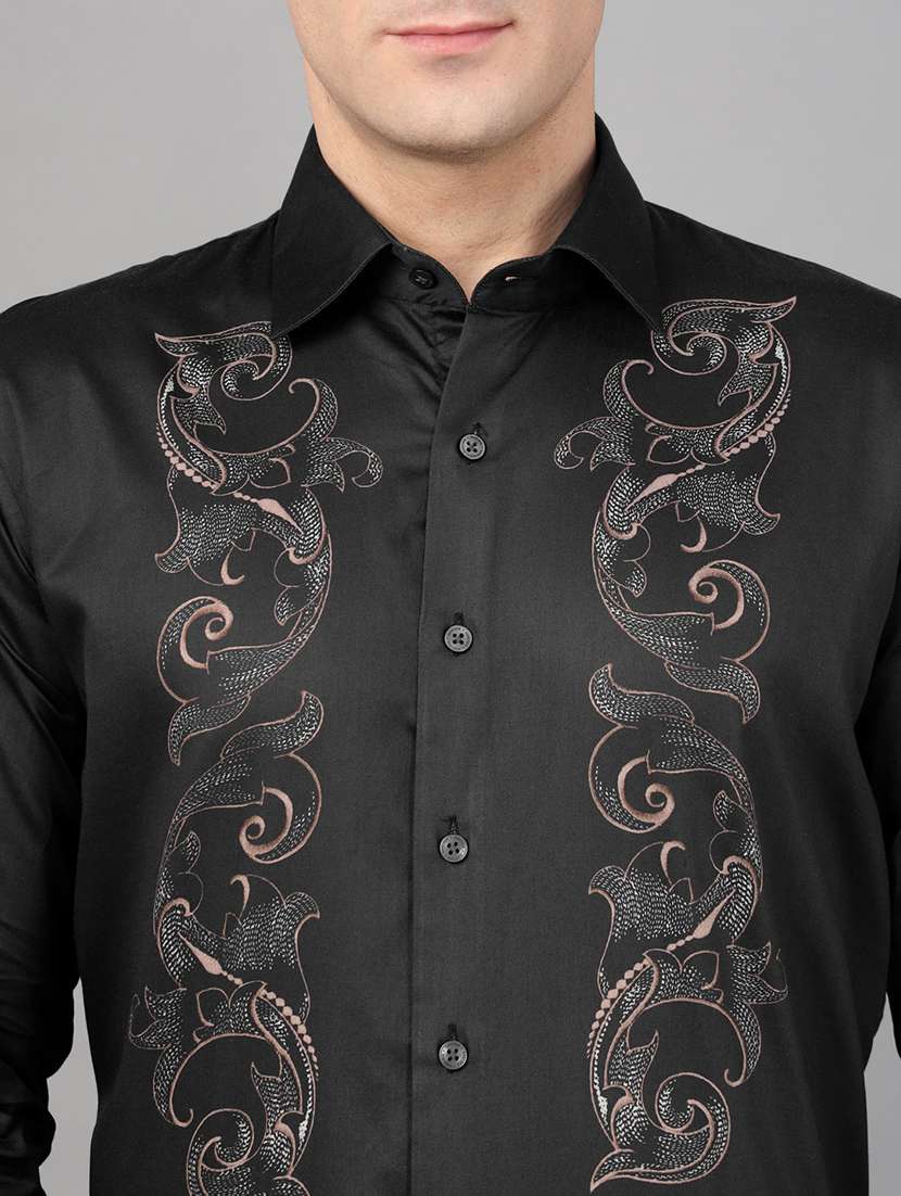 men printed collared long sleeve shirt - 22039489 -  Standard Image - 4