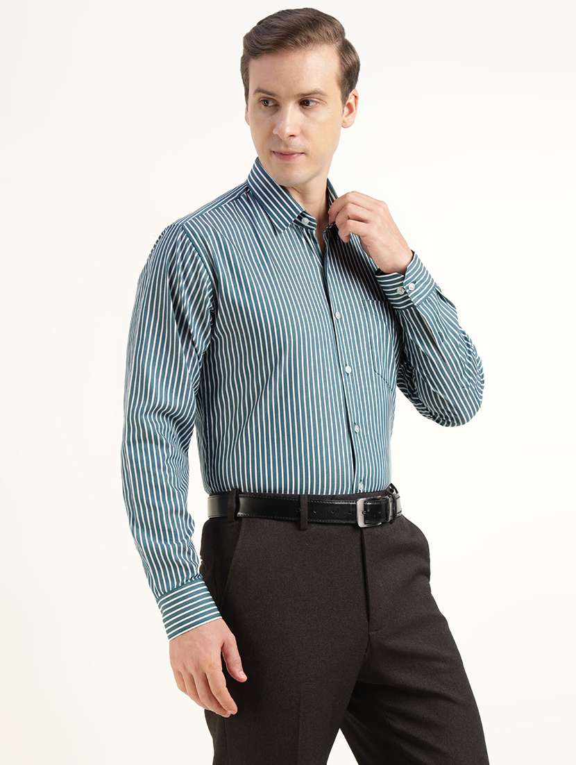 men striped collared long sleeve shirt - 22039496 -  Standard Image - 1