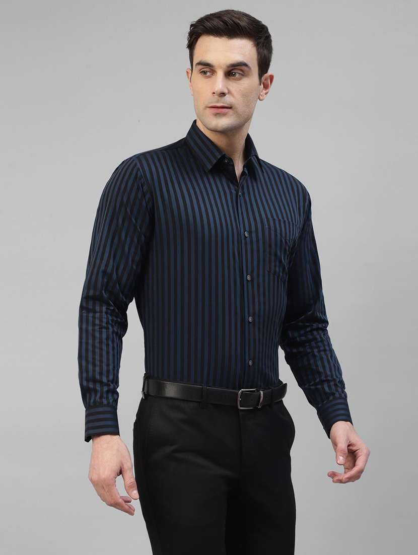 men striped collared long sleeve regular fit shirt - 22039505 -  Standard Image - 1
