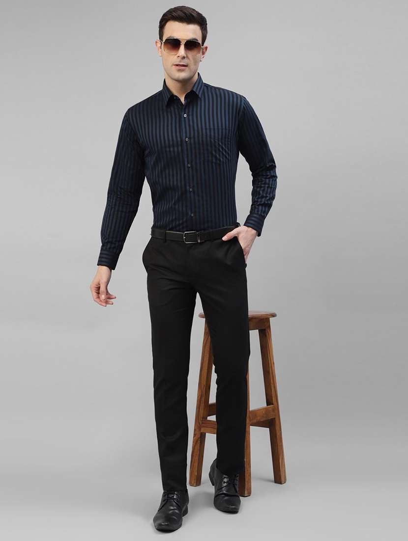 men striped collared long sleeve regular fit shirt - 22039505 - Standard Image - 4