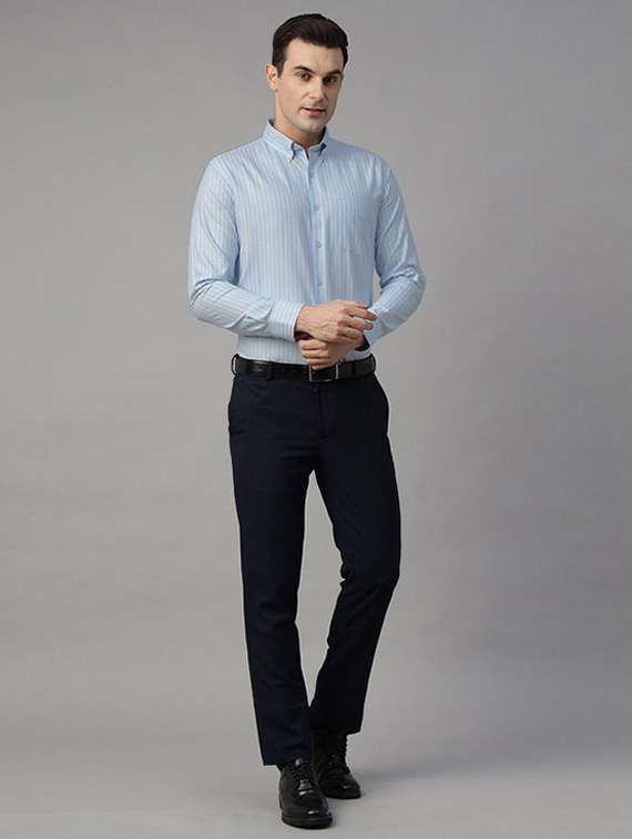 men striped collared long sleeve shirt - 22039512 -  Standard Image - 4