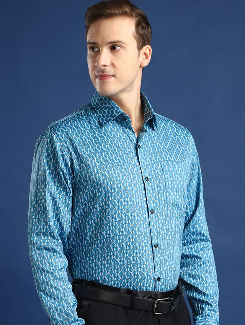 men printed collared long sleeve shirt - 22039515 -  Standard Image - 1
