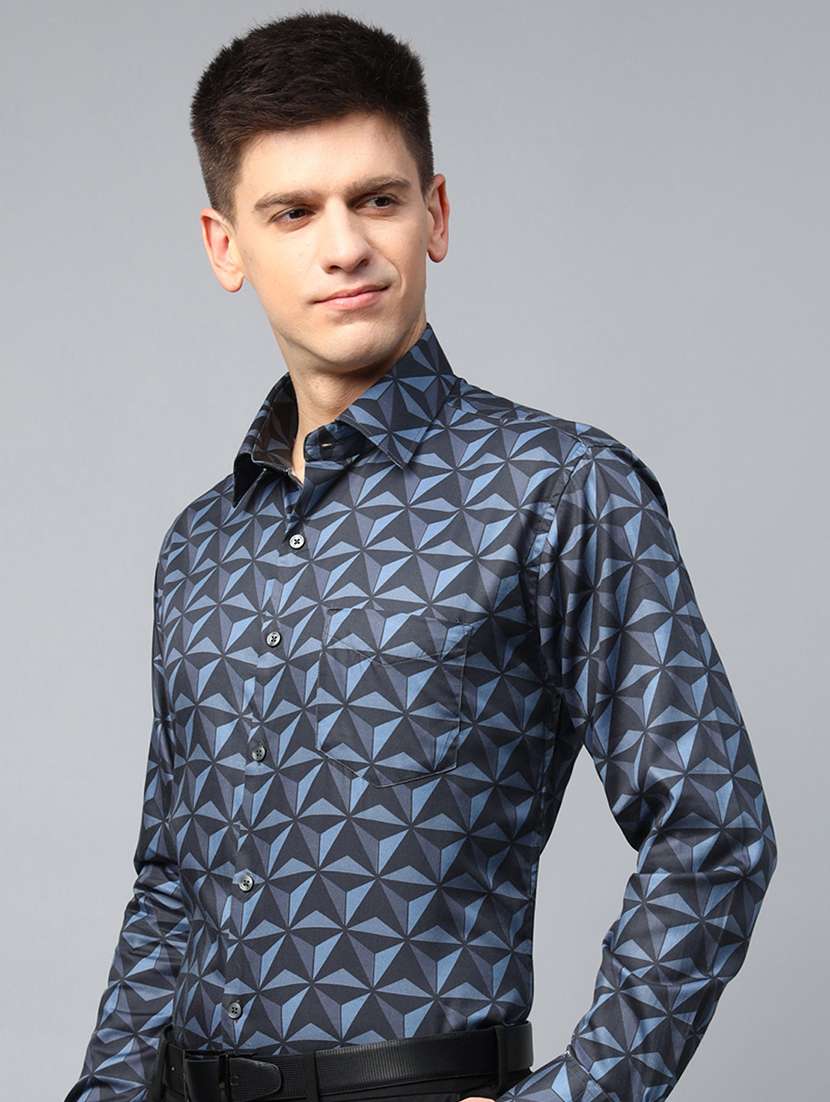 men printed collared long sleeve shirt - 22039530 -  Standard Image - 1