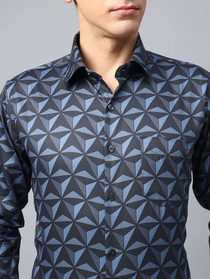 men printed collared long sleeve shirt - 22039530 -  Standard Image - 4