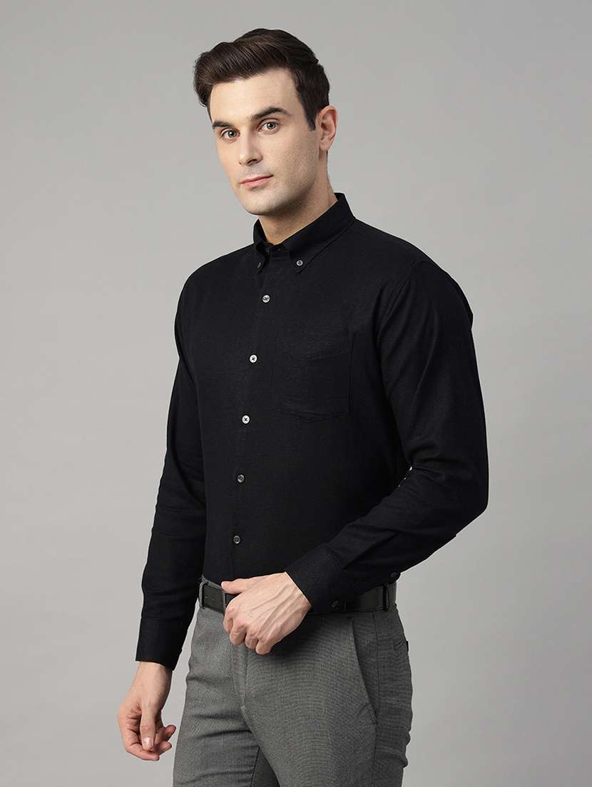 men solid collared long sleeve shirt - 22039541 -  Standard Image - 1