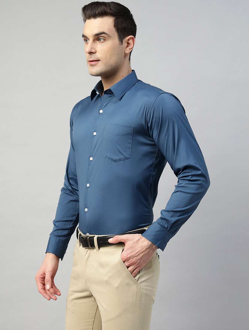 men solid collared long sleeve shirt - 22039544 -  Standard Image - 1