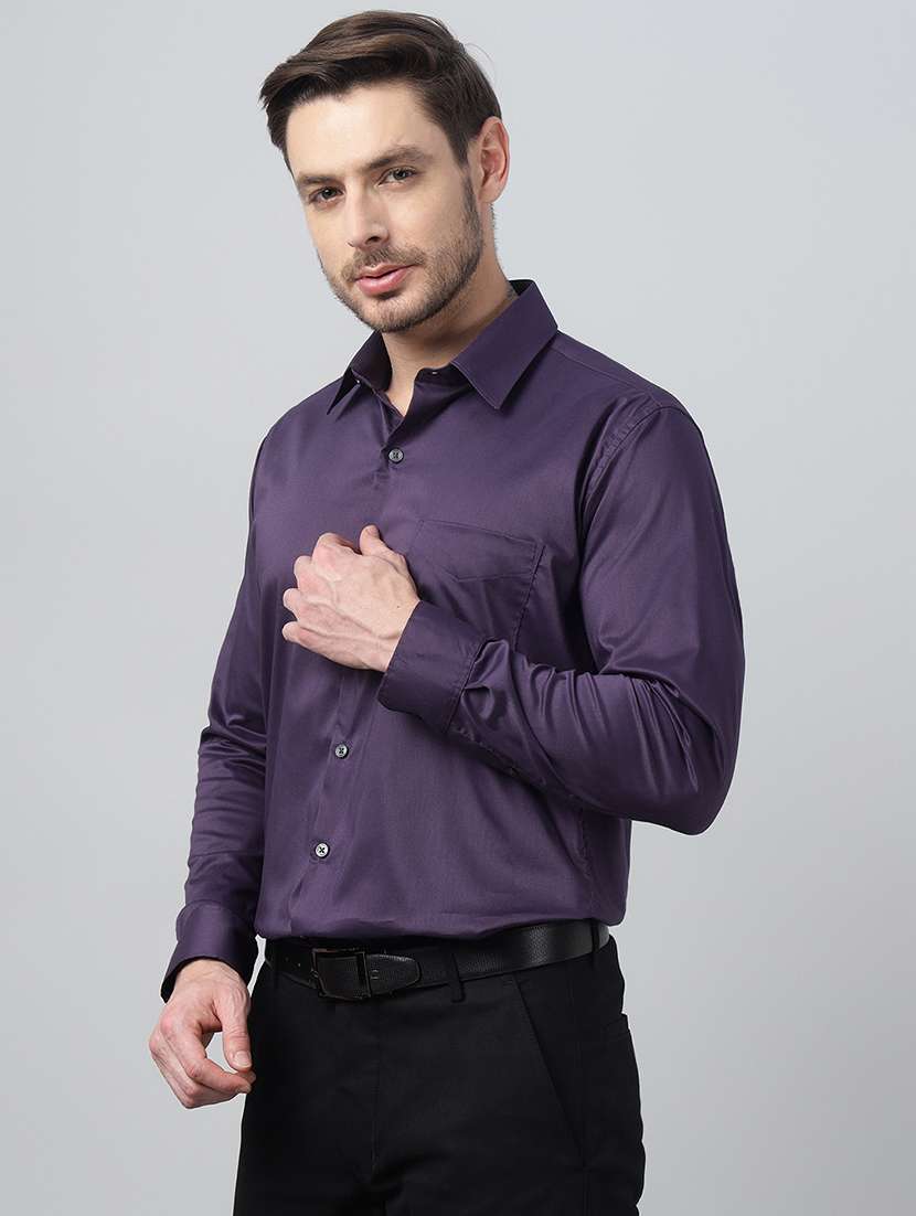 men solid collared long sleeve shirt - 22039546 -  Standard Image - 1