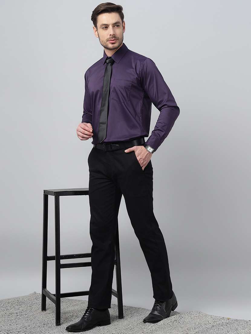 men solid collared long sleeve shirt - 22039546 -  Standard Image - 4